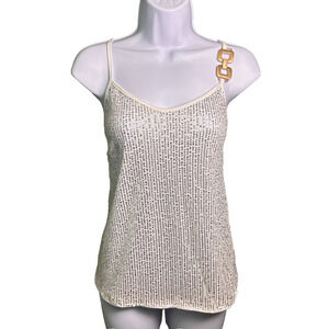 Sequin Sparkly Buckle Spaghetti Strap Tank Top Womens Medium Elevated Basic